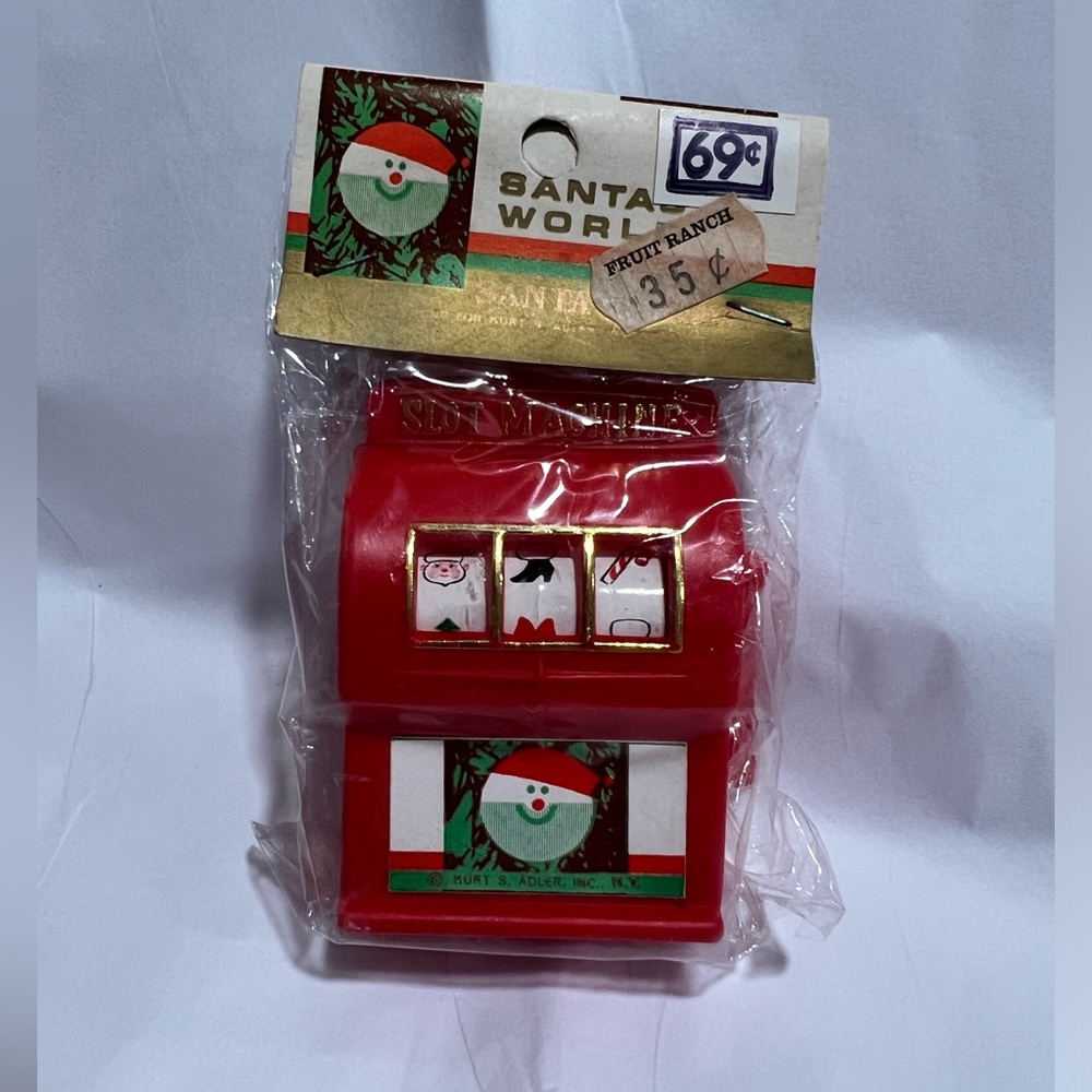 Vintage Kurt Adler Christmas Plastic Machine Toy NOS Original Package WORKS